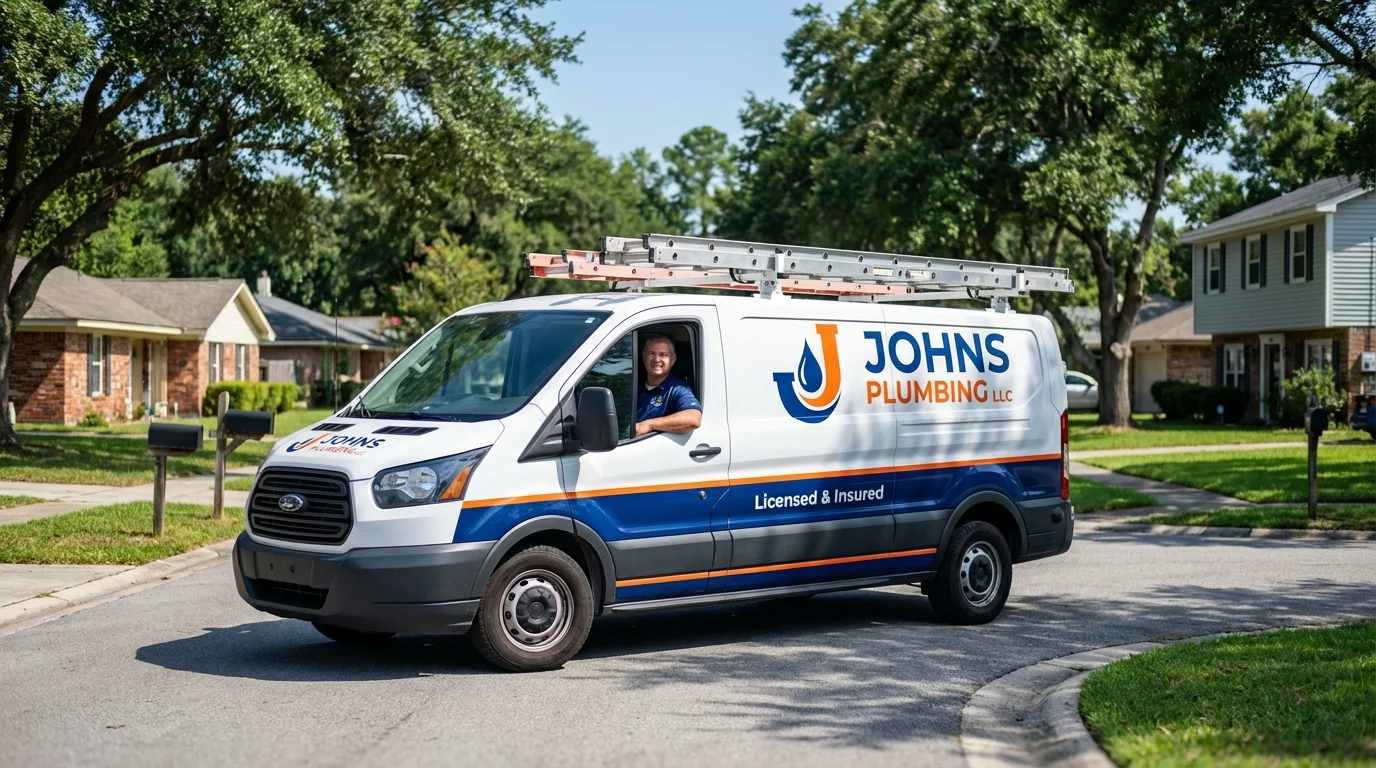 Johns Plumbing LLC service van in Bradford, OH