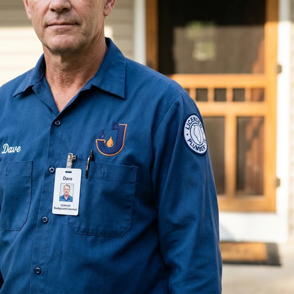 Licensed plumber showing ID badge in Bradford, OH